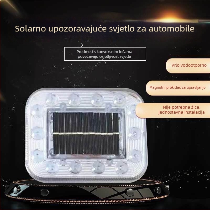 Solarna upozoravajuća svjetiljka za automobile i kamione – snažan magnetski nosač, vodootporna, ultra jasni strob i indikator širine
