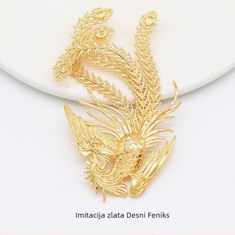 DIY bakrena Phoenix ukosnica za kosu – vintage stil, elektroplatirano