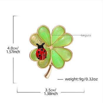 Broš četverolistna detelina s dijamantima, od cinkovog legura, za žene