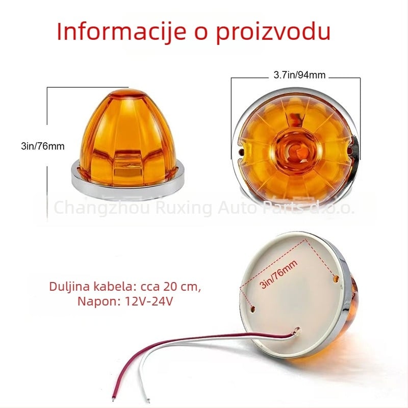 Plast LED Watermelon svjetlo za kamione – 12V, plast, stražnje/bočno svjetlo, kompatibilno s kamionom i prikolicom