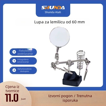 Shunda shunda-23: Lupa s klipom aligatorom za popravak PCB, integrirani stalak za lemilo