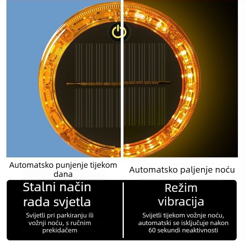 Kamionsko stražnje svjetlo sa solarnim napajanjem, zaštita od krađe, snažan magnet i upozoravajuće treptanje