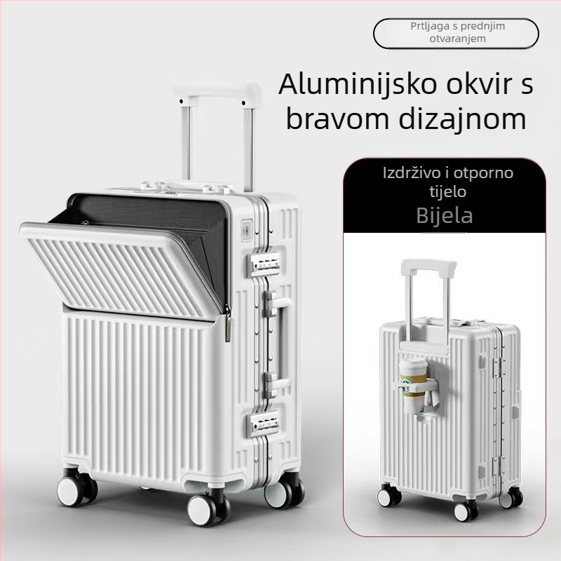 Kufar s aluminijskim okvirom i prednjim otvaranjem – veliki kapacitet, brava s ključem, vodootporan, USB sučelje