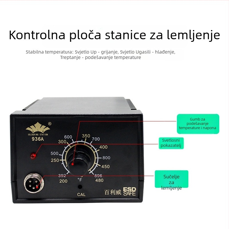 936A Stanica za lemljenje s konstantnom temperaturom – podešavanje temperature, industrijska klasa, 220V, 2,8 kg