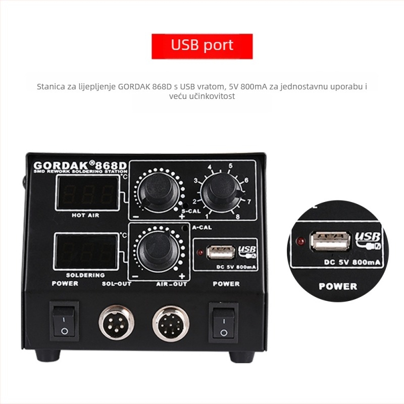 Gordak 868D stanica toplinskog zraka – zavarivanje elektronike, težina 2.92