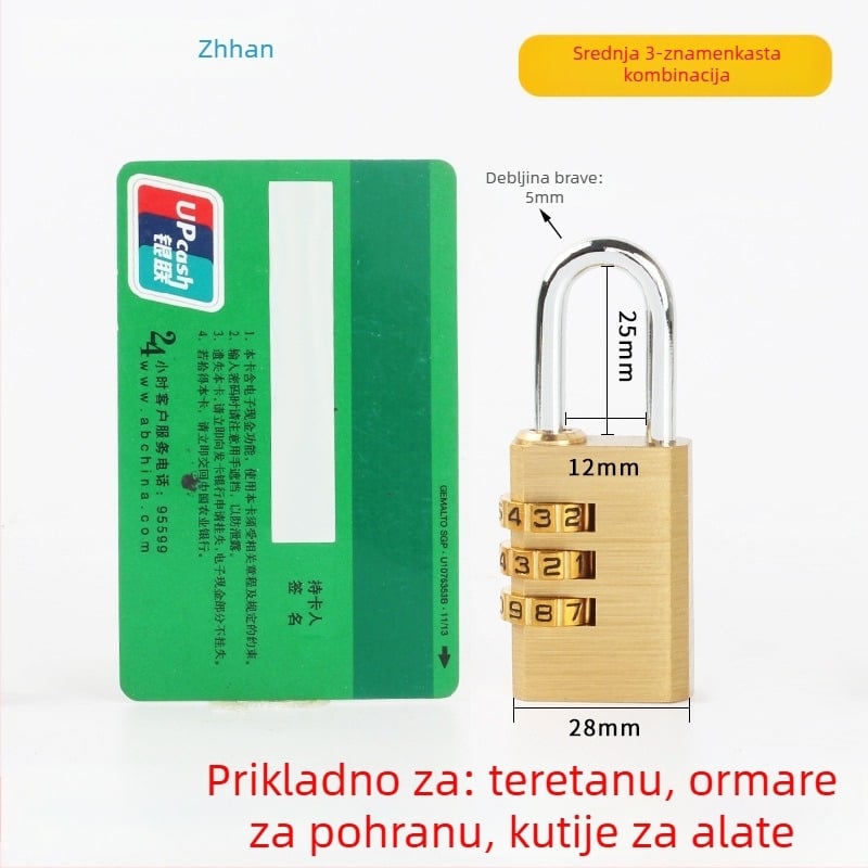 Mehanički mesingani katancar – Model 702, serija Exhibition culvert; za ormariće, prtljagu i vrata; debljina šipke 3/5/6 mm; razmak šipki 8.5/12/13/19 mm