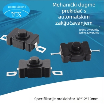 Miniaturni samozaključavajući prekidač tipke (24V, IP20, 2000 električnih ciklusa, 2000 mehaničkih ciklusa, spajanje tab-pin)