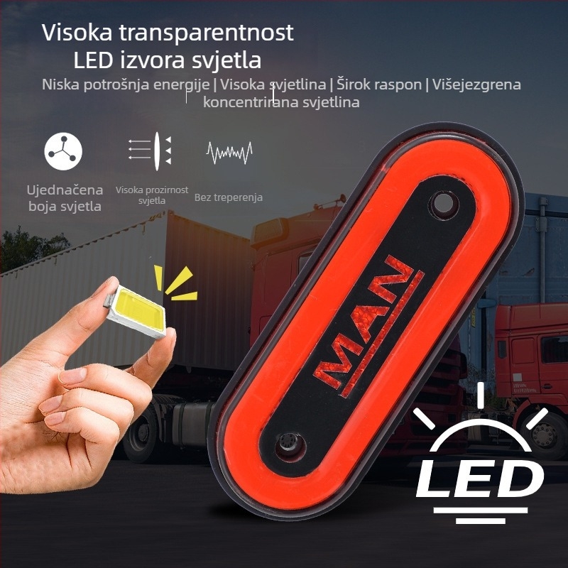LED bočno svjetlo za kamione i kombije s prilagodbom logotipa, model Light guide edge light, 12V/24V, kompatibilno s kombijima i kamionima, prilagodba logotipa