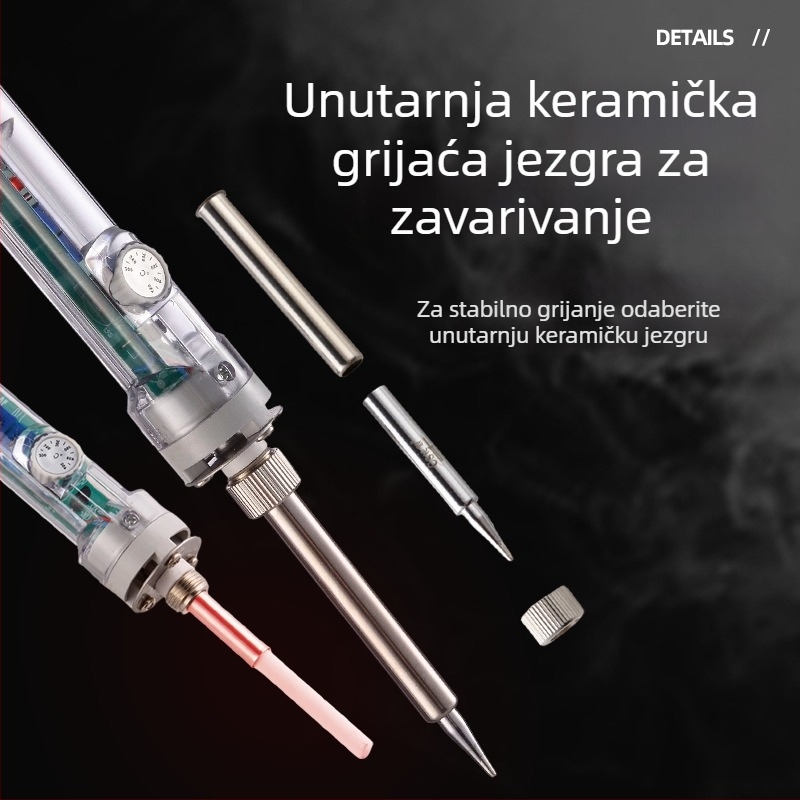 Industrijska lemilica s unutarnjim grijanjem, podesiva temperatura, 60W, 220V, plastična drška, uključuje vrh za lemjenje