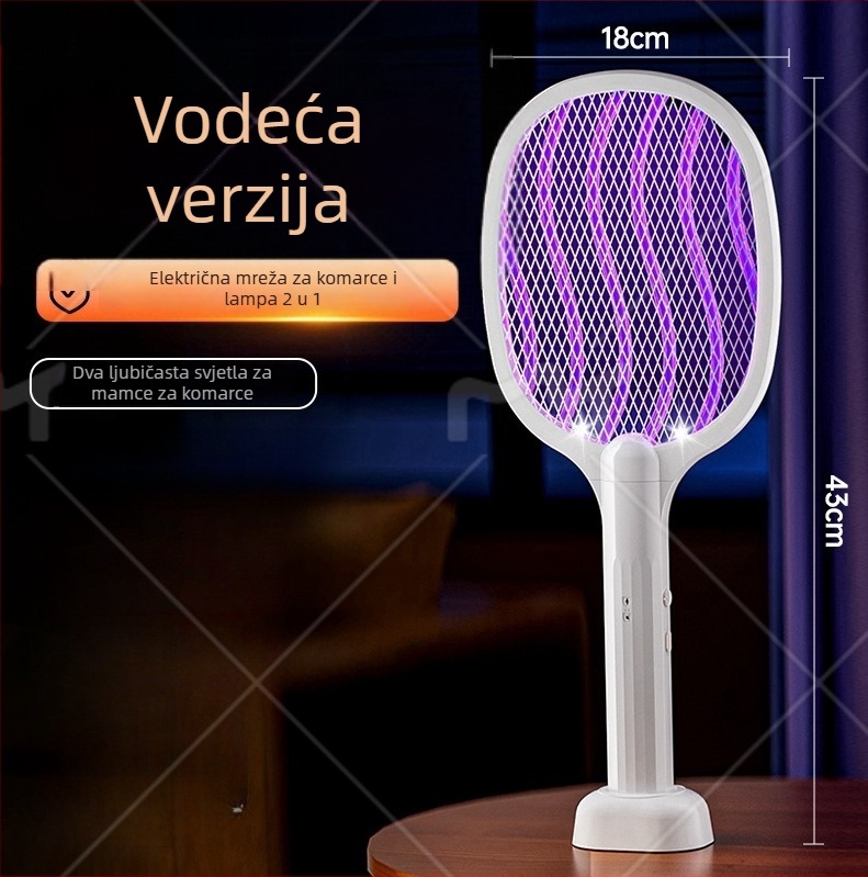 Električni odvraćivač komaraca s ugrađenom baterijom od 500 mAh, UV svjetlo, vrijeme punjenja 1-3 h, domet 10㎡, dvostruka zamka