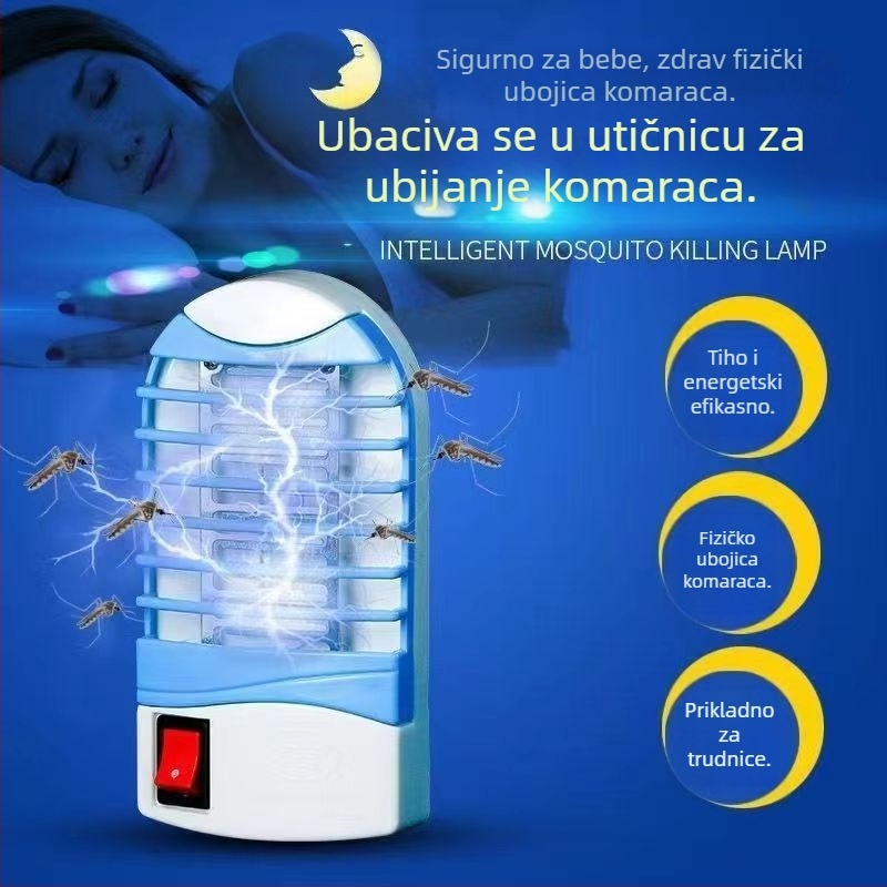 LED lampica za ubijanje komaraca, zidna montaža, bez zračenja, tih rad, lov svjetlosne zamke, pogodna za prostorije 11–20 m², priključna napajanja