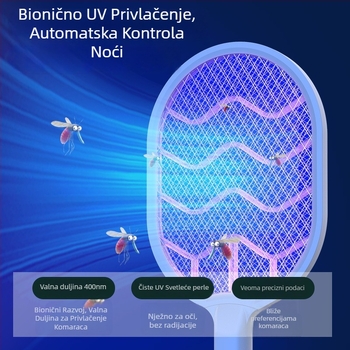 Električna mreža za komarce za kućnu upotrebu – USB punjenje, UV svjetlo mamac, električni šok za ubijanje, ugrađena baterija 1001–1600 mAh, pogodna za prostore od 61 m² i više
