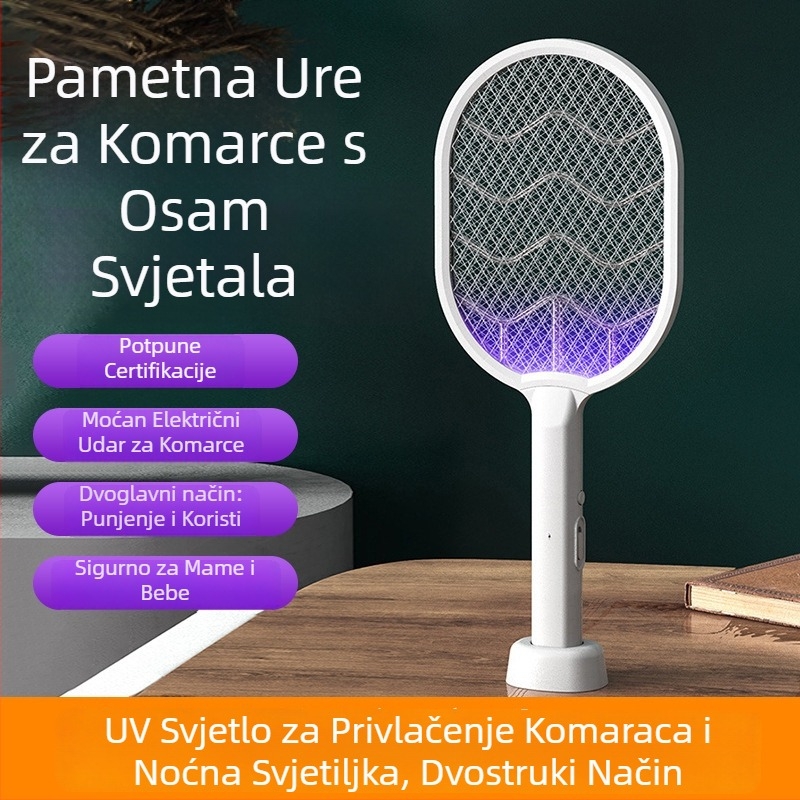 Električna mreža za komarce za kućnu upotrebu – USB punjenje, UV svjetlo mamac, električni šok za ubijanje, ugrađena baterija 1001–1600 mAh, pogodna za prostore od 61 m² i više