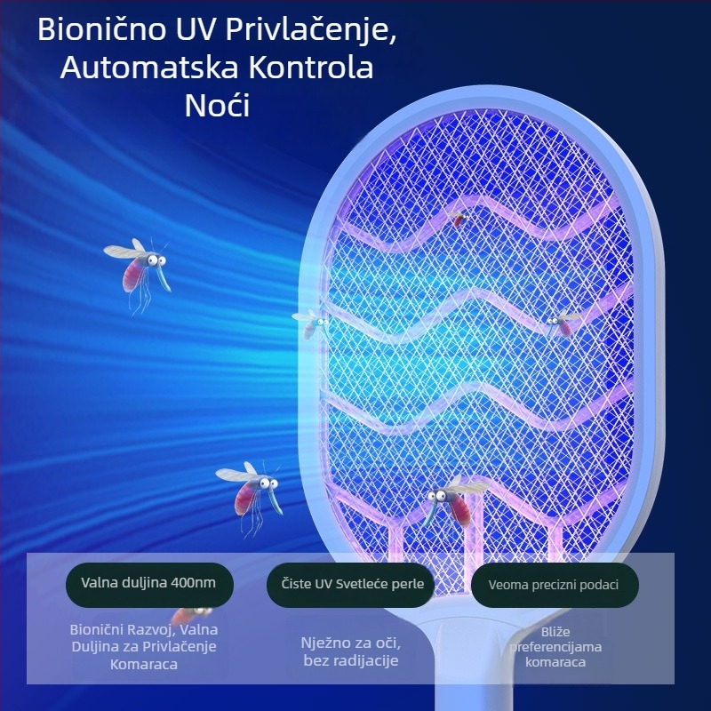 Električna mreža za komarce za kućnu upotrebu – USB punjenje, UV svjetlo mamac, električni šok za ubijanje, ugrađena baterija 1001–1600 mAh, pogodna za prostore od 61 m² i više