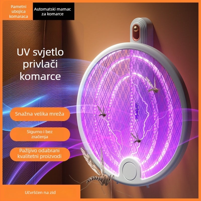 3-u-1 električni komarac ubijač: električni udarac, klopka i UV svjetlo, USB punjenje, sklopiv, ugrađena baterija 1001–1600 mAh, za 11–20 m²