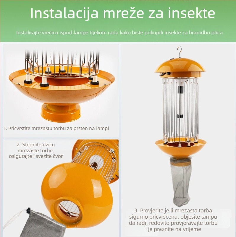 Vanjska LED lampa za uništavanje insekata u poljoprivredi, model Yh003, 220V, 50W, UV 365 nm