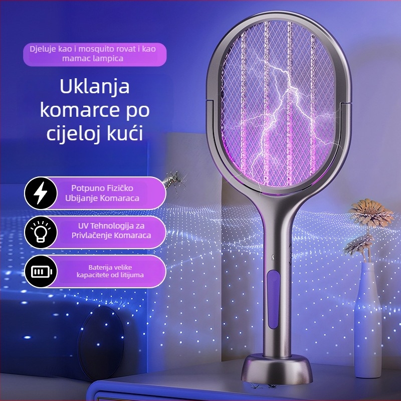 Nova punjiva električna mrežica za komarce – 2-u-1, sklopiva za kućnu upotrebu, UV svjetlo