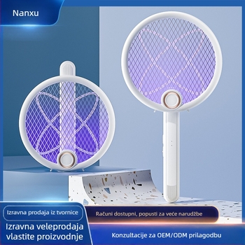 Sklopiva 3‑u‑1 električna mreža za komarce sa plavim UV svjetlom, USB zidna montaža, ugrađena baterija 501–800 mAh, pokrivenost do 10 m²