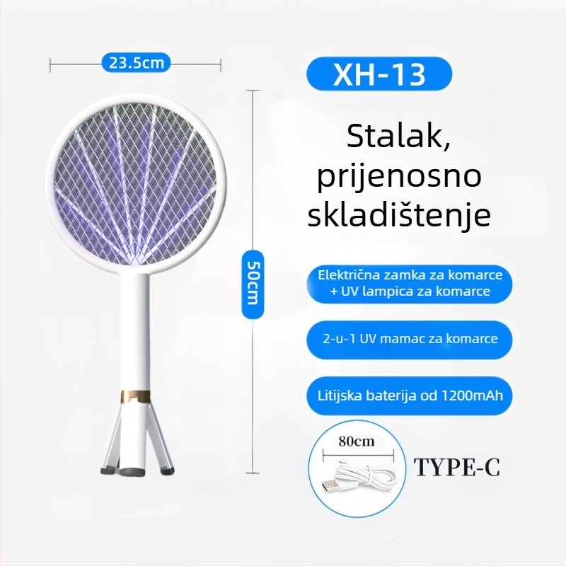 Dva u jednome: električni odvraćivač komaraca i UV lampa – USB punjenje, ugrađena baterija 1001–1600 mAh, pokrivenost 11–20 m², vrijeme punjenja 3–5 sati