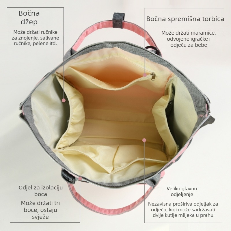 Izolirana torba za čuvanje mlijeka za mamu i bebu, torba za nošenje preko ramena, velika zapremina za bočice, Oxford materijal, podstava od najlona, vodootporna, ultralaka