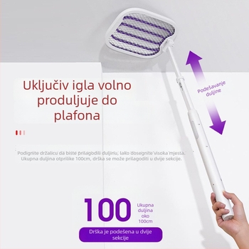 Električna mrežica za komarce – punjiva, sklopiva 2-u-1, Type-C punjenje, LED svjetlo, UV lampa
