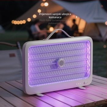 Unutarnja punjiva lampa za ubijanje komaraca s hvatanjem i električnim šokom – pokrivenost 61㎡, ugrađena baterija 1001–1600mAh, LED svjetlo, uvijek uključena, tih način
