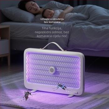 Unutarnja punjiva lampa za ubijanje komaraca s hvatanjem i električnim šokom – pokrivenost 61㎡, ugrađena baterija 1001–1600mAh, LED svjetlo, uvijek uključena, tih način