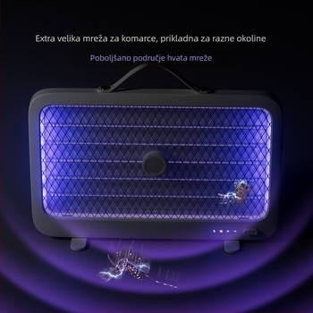 Unutarnja punjiva lampa za ubijanje komaraca s hvatanjem i električnim šokom – pokrivenost 61㎡, ugrađena baterija 1001–1600mAh, LED svjetlo, uvijek uključena, tih način