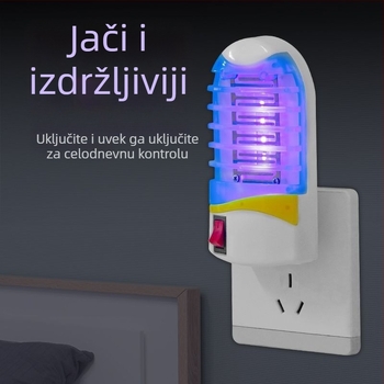 Lampa za uništavanje komaraca s LED svjetlom, električni šok, pokrivenost do 10 m², mreža od nikla-zinka-željeza, noćna svjetiljka