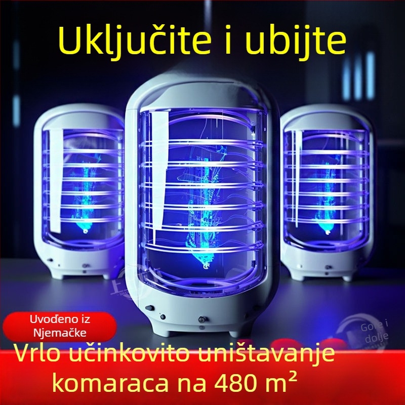 Lampa za uništavanje komaraca s LED svjetlom, električni šok, pokrivenost do 10 m², mreža od nikla-zinka-željeza, noćna svjetiljka