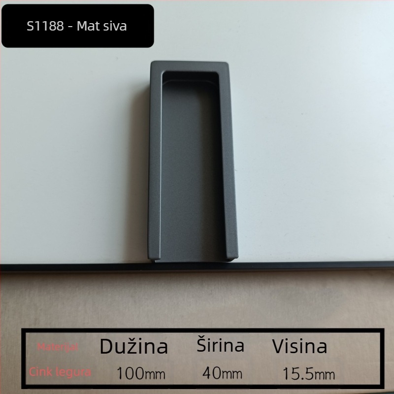 Drška za vrata ormarića, cinkova legura, model S1188, moderan jednostavan stil, lakirana površina