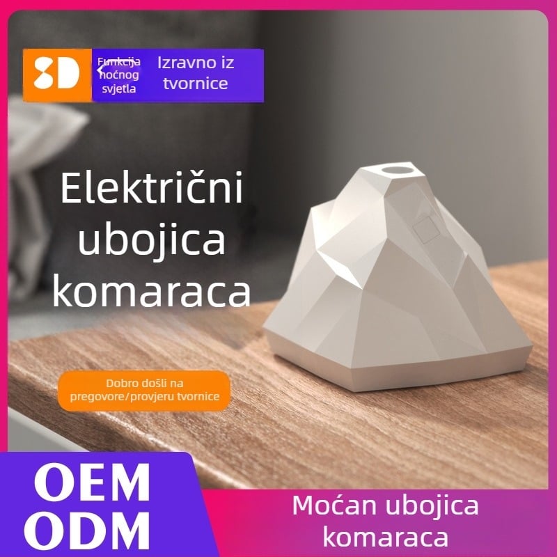 Plug-in tekući repelent za komarce — UV cijev, ABS kućište, atmosferska lampica, za 31–40 m², bez baterije