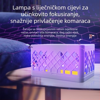 Lampa za ubijanje komaraca s ugrađenom baterijom, LED svjetlo, do 10 m² pokrivenost, ABS kućište, trajanje baterije 1–3 h