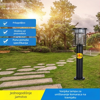 Solarna lampa za uništavanje komaraca, vanjska uporaba, vrt i park, nehrđajući čelični stup