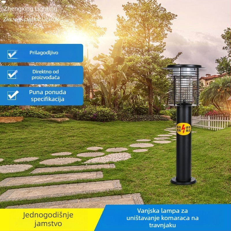 Solarna lampa za uništavanje komaraca, vanjska uporaba, vrt i park, nehrđajući čelični stup