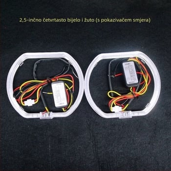 LED anđeoske oči s indikatorom smjera za automobile i motocikle, leća 2,5–3 inča, dvobojno dnevno svjetlo.