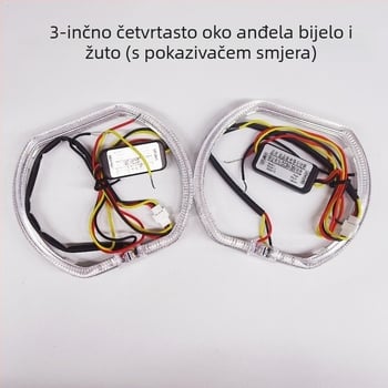 LED anđeoske oči s indikatorom smjera za automobile i motocikle, leća 2,5–3 inča, dvobojno dnevno svjetlo.