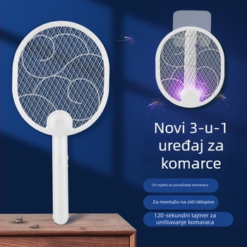 Električni štap protiv komaraca, sklopiv, USB punjenje, ugrađena baterija 1000-1600 mAh, LED svjetlo, aluminijska mreža