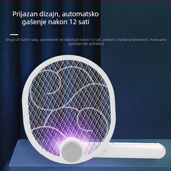 Električni štap protiv komaraca, sklopiv, USB punjenje, ugrađena baterija 1000-1600 mAh, LED svjetlo, aluminijska mreža