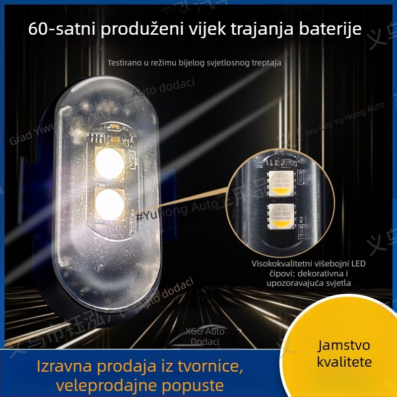 Bežično svjetlo za zrakoplov sa stroboskopskim svjetlom – 12V, 0.2A, 1W, ovalni abažur, univerzalno za prikolice i motocikle