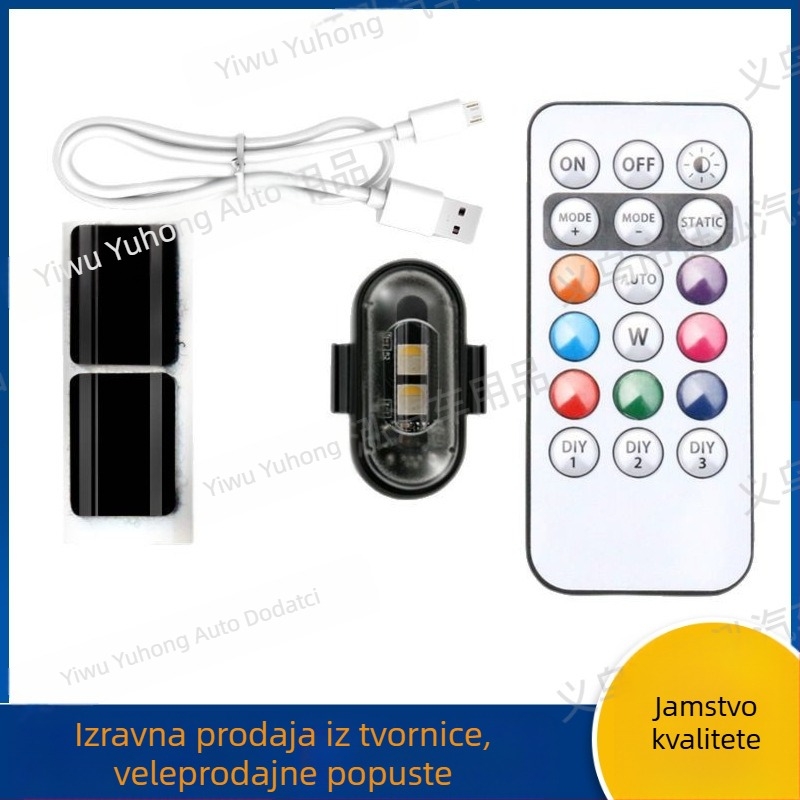 Bežično svjetlo za zrakoplov sa stroboskopskim svjetlom – 12V, 0.2A, 1W, ovalni abažur, univerzalno za prikolice i motocikle