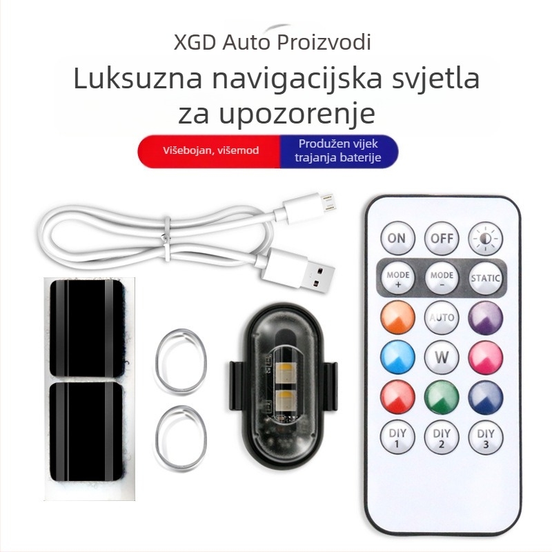Bežično svjetlo za zrakoplov sa stroboskopskim svjetlom – 12V, 0.2A, 1W, ovalni abažur, univerzalno za prikolice i motocikle