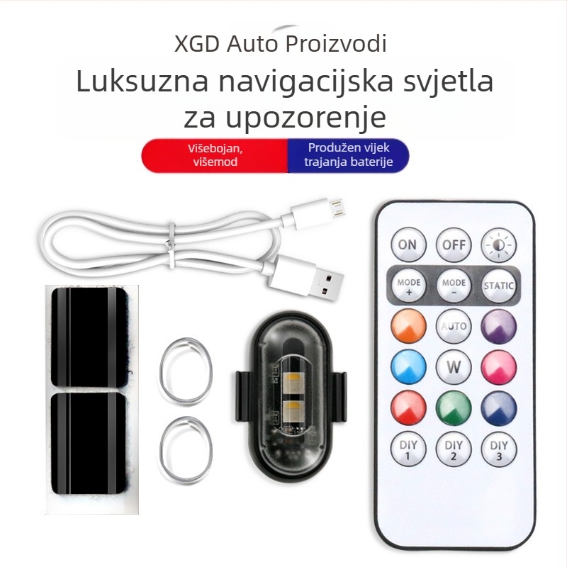 Bežično svjetlo za zrakoplov sa stroboskopskim svjetlom – 12V, 0.2A, 1W, ovalni abažur, univerzalno za prikolice i motocikle