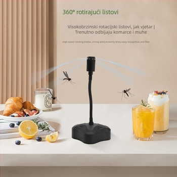 Stolni ventilator za otklanjanje komaraca, sklopivi i prijenosni, 360° rotacija, aluminijska mreža, pokrivenost do 10 m²