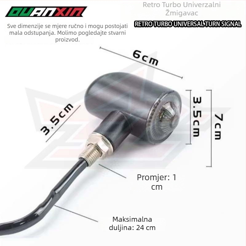 Motociklist LED pokazivači smjera, 12V, ABS plastično kućište, LED izvor svjetla, 30A, trajnost 30.000 sati