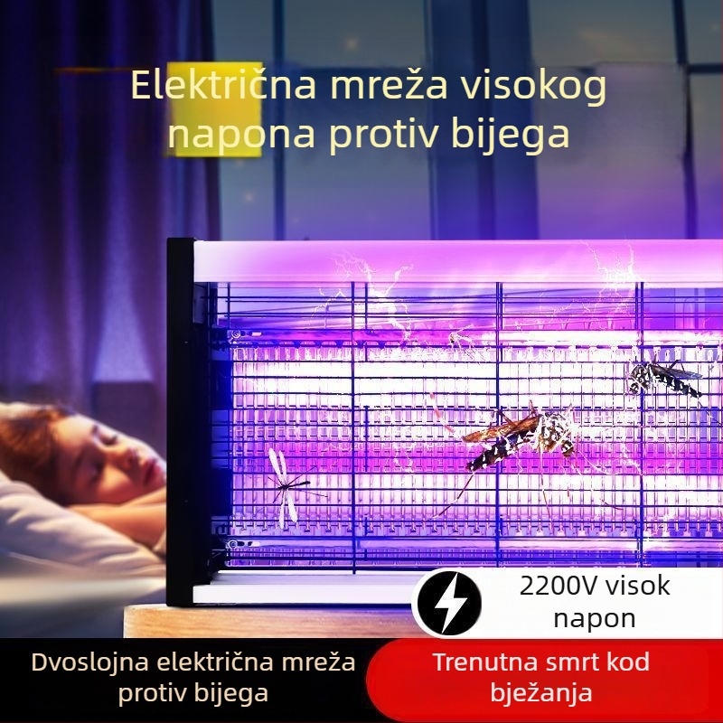 Električna lampa za ubijanje komaraca – za dom i restoran – pokriva do 61 m², netoksična, ubija komarce električnim šokom, sklopiva, uklonjiva baterija (>12 h trajanja)