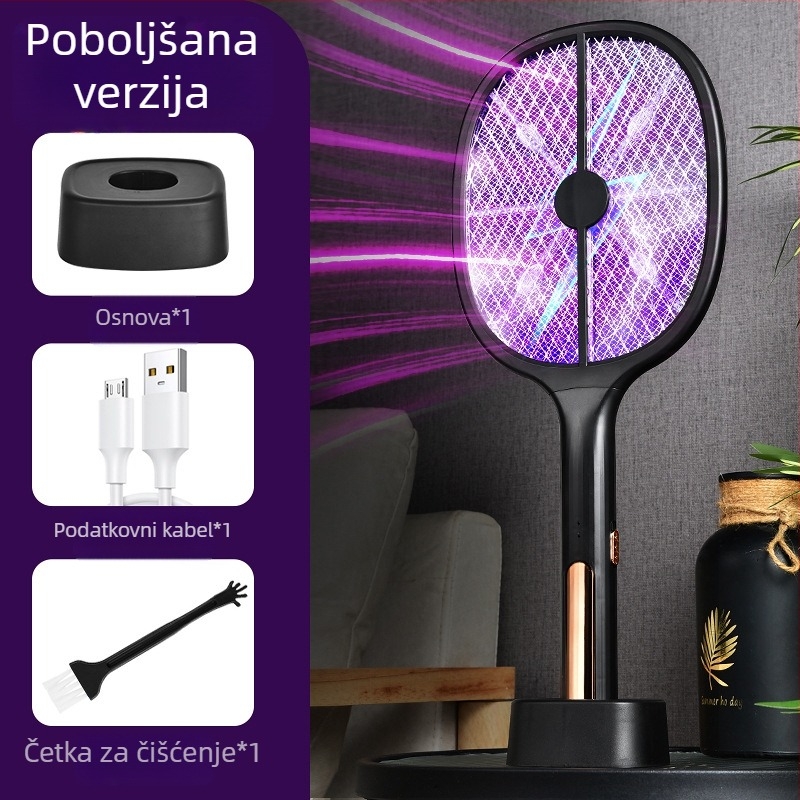 Električna mrežica za komarce i lampica – dva u jednom, USB punjenje, LED svjetlo, ugrađena baterija 801–1000 mAh, vrijeme punjenja 3–5 sati, pogodna za područje do 10 m²