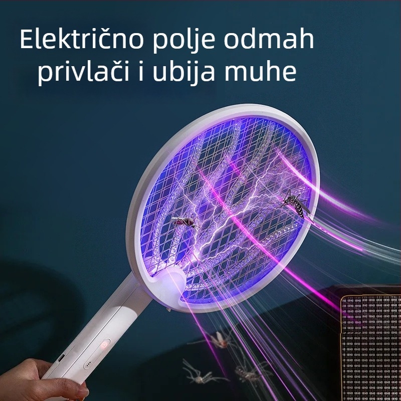Skoplivi električni uhvat komaraca 2-u-1, USB punjiv, UV svjetlo, 180° rotacija, aluminijska mreža, baterija 501–800 mAh