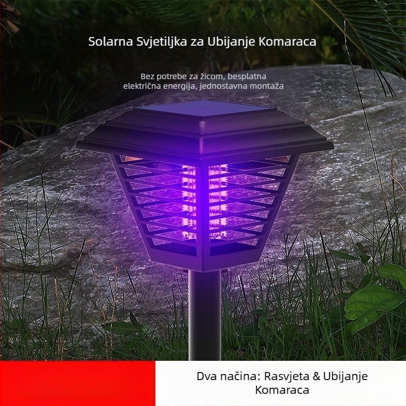 Solarna lampica za ubijanje komaraca za vanjsku upotrebu, kuća i vrt, pokrivenost 10 m², LED svjetlo, ABS kućište, netoksično, pametno umrežavanje