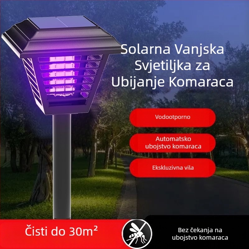 Solarna lampica za ubijanje komaraca za vanjsku upotrebu, kuća i vrt, pokrivenost 10 m², LED svjetlo, ABS kućište, netoksično, pametno umrežavanje